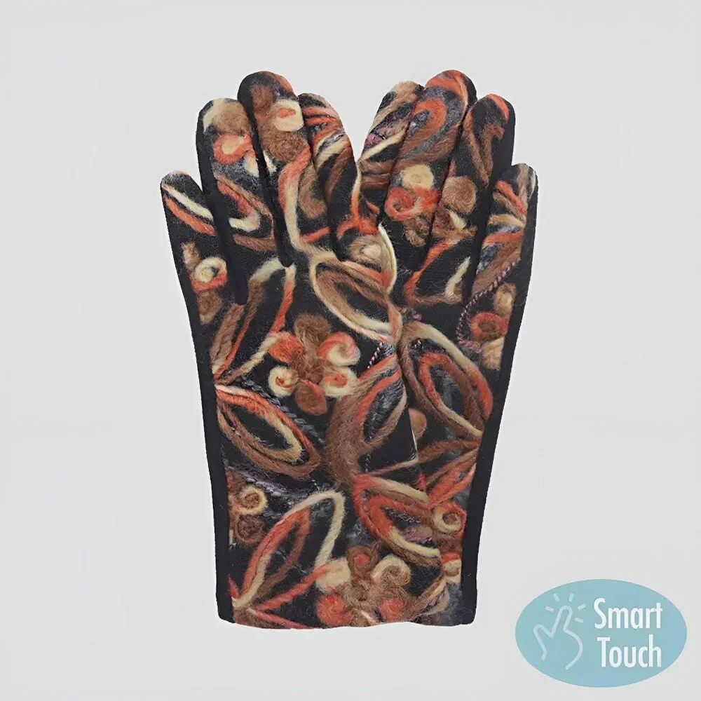 NEW with TAGS Marcus Adler Flower Print Knit Touchscreen Compatible Gloves